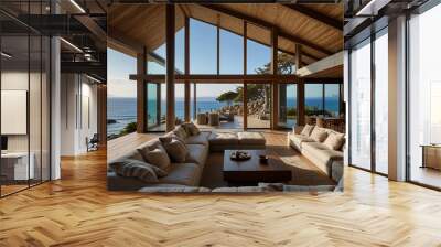 Modern beach house with ocean view Wall mural