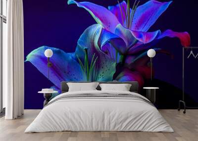 Lilium illuminated by black light (UV) Wall mural