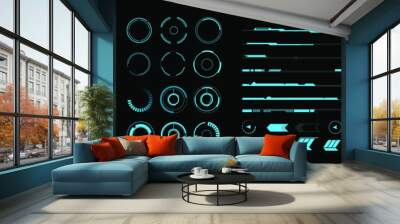 set of vr elements. collection of interface objects in cyberpunk style. futuristic design for your a Wall mural