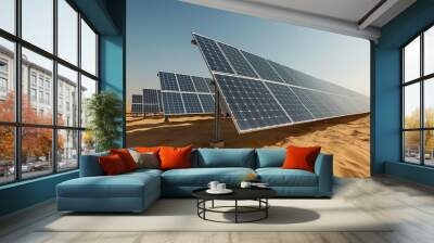 Solar power plant in the middle of the desert, solar panels in the desert, clean sustainable energy Wall mural