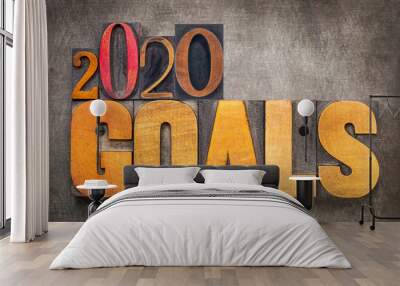 2020 goals banner in wood type Wall mural