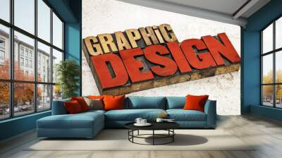 graphic design in wood type Wall mural