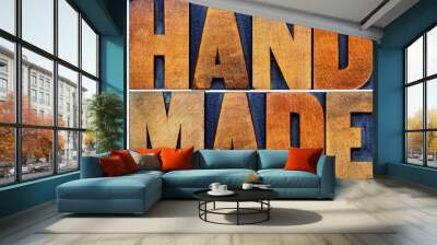 handmade word abstract in wood type Wall mural