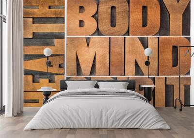 health, body, mind and spirit word abstract Wall mural