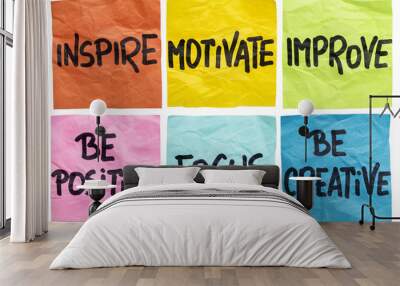 inspire, motivate, improve notes Wall mural