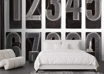 metal type numbers isolated Wall mural