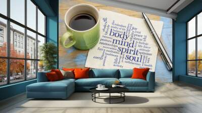 mind, body, spirit and soul word cloud Wall mural