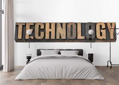 technology word in wood type Wall mural