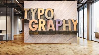 typography word abstract in wood type Wall mural