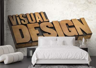 visual design in wood type Wall mural