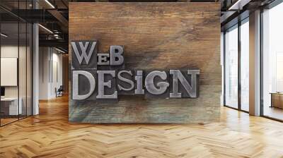 web design in metal type blocks Wall mural