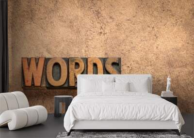 words - abstract in vintage wood type Wall mural