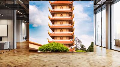 Traditional Buddhist pagoda in Vietnam, asian religious building Wall mural