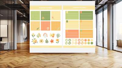 Yellow Watercolor Flower Printable Sticker Set for Planner Wall mural