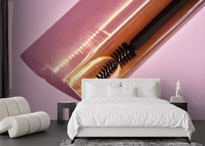 Cosmetic oil for the growth of eyebrows and eyelashes with a brush. Wall mural