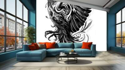 Raven tattoo flash, AI generated Image Wall mural