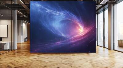 Abstract background of pink and blue space stains. Wallpaper with cosmic dust, galaxies and glow. Wall mural