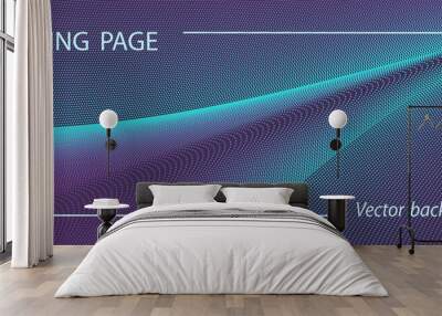 Purple, neon teal pattern of dotted lines. Futuristic landing page, banner template. Abstract spotted curves. Technology background. Innovation concept. Vector design for presentation, brochure. EPS10 Wall mural