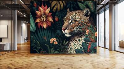 leopard in the jungle Wall mural