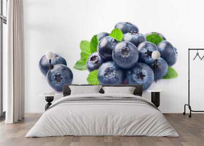 Blueberries with leaves of mint Wall mural