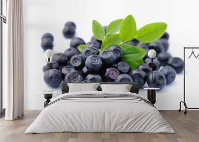 Blueberries with leaves Wall mural