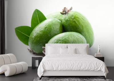 Feijoa fruits with leaves Wall mural