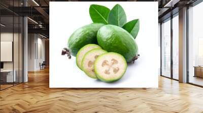 Feijoa fruits with leaves Wall mural