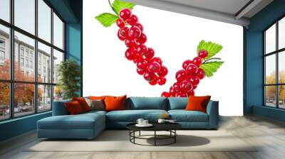 Sweet red currant with leaves berries Wall mural