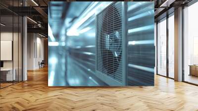 Close-up of a metal vent in the middle of an empty hallway Wall mural