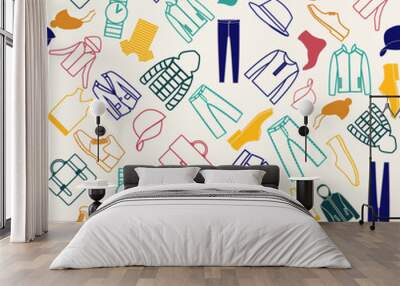 colorful vector pattern of Fashion men clothes Wall mural