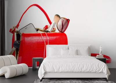 Beautiful red bag. Wall mural