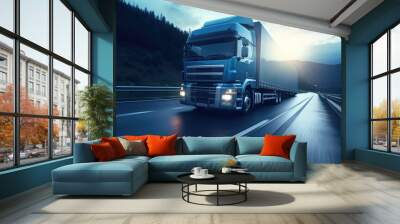 Freight truck on the highway. Wall mural