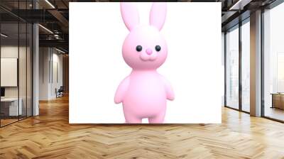 Model toy Pink Bunny isolated on white background. 3d rendering Wall mural