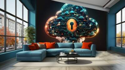 Syber security of cloud network. Generative Ai Wall mural