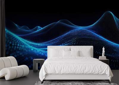 Technology background blue wave Wall mural