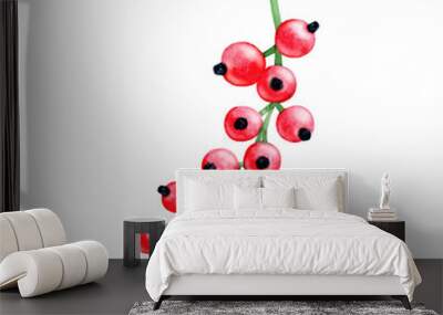 watercolor red currant. a branch of a fruit bush with ripe berries. garden summer harvest. delicious Wall mural