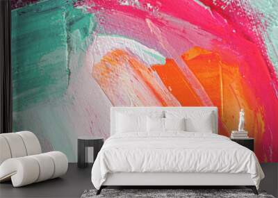 Contemporary art. Abstract art background. Multicolored bright texture. Fragment of artwork. Inspired by the sky, as well as steam and smoke. Wall mural