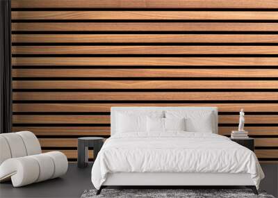 Wooden slats. Natural wood lath line arrange pattern texture background  Wall mural