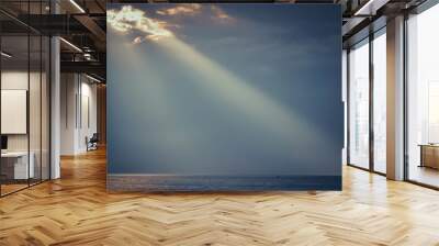 rays of the sun, water surface on sky background Wall mural