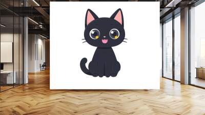 a cartoon of a black cat Wall mural