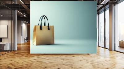 A minimalistic shopping bag with a single handle on a white background, Wall mural