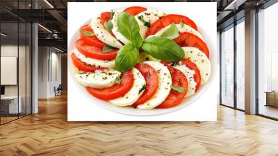 a plate of food with tomatoes and mozzarella cheese Wall mural