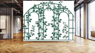 vector illustration of a garden trellis with plants Wall mural