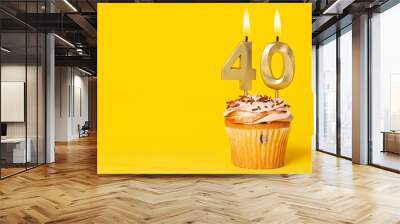 Birthday Cake With Candle Number 40 Wall mural