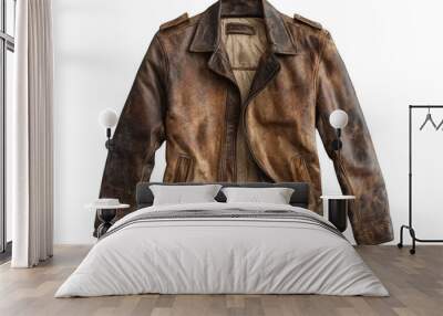 Brown leather jacket on transparent background Wall mural