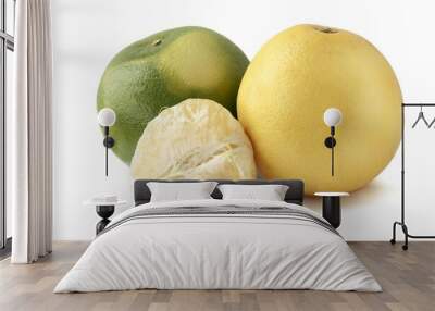 green and yellow grapefruit as tasty citrus fruit close up Wall mural