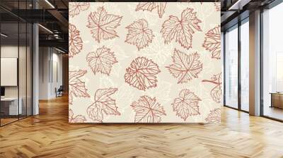 elegant seamless pattern with decorative grape leaves for your design Wall mural