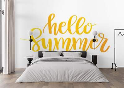 Hello Summer hand drawn brush lettering. l Wall mural