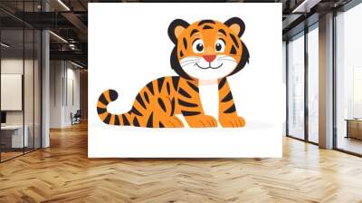 cute cartoon tiger illustration isolated on white background Wall mural