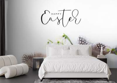 Easter background with flowers and eggs Wall mural